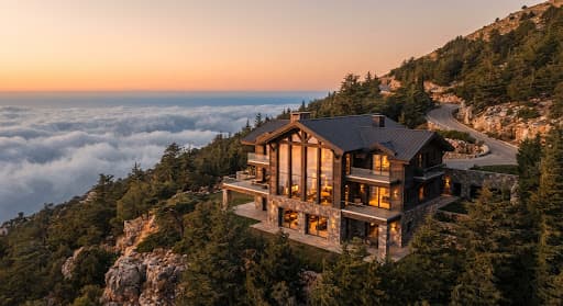 Mountain chalet above the clouds in Mount Lebanon
